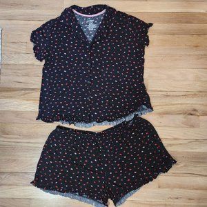 Joyspun Pajamas Black with Kisses Size Large